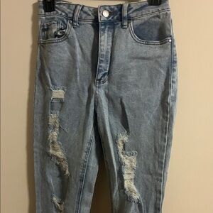 Tinseltown Light Blue Distressed Boyfriend Jeans. Tag show size 5
